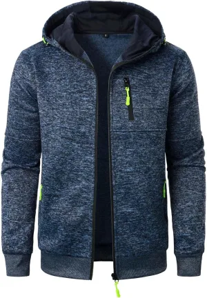 Hoodies For Men Fleece Warm Zipper Casual Sportwear Jackets Loose Open Front Long Sleeve Thin Winter Coat With Pocket