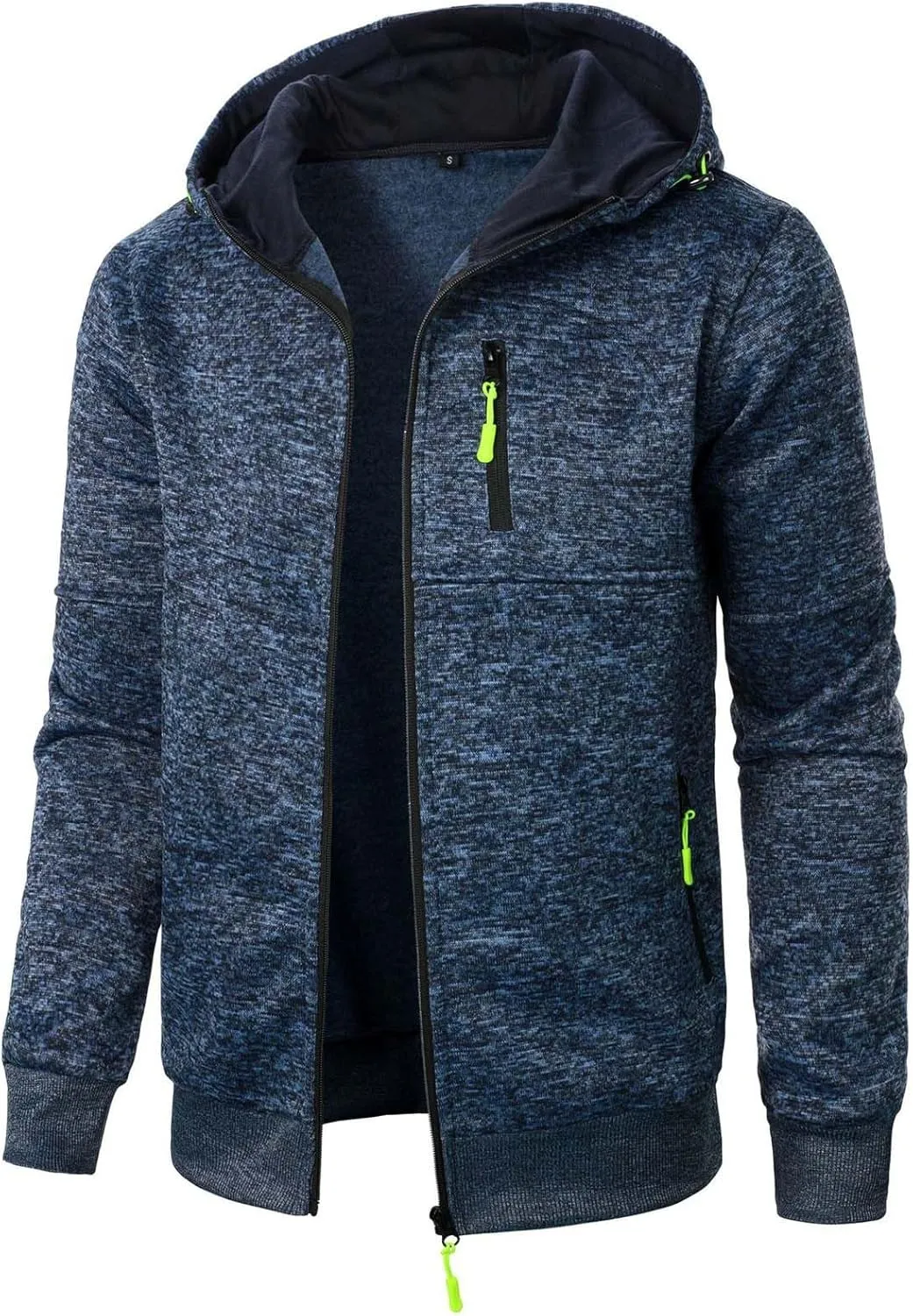 Hoodies For Men Fleece Warm Zipper Casual Sportwear Jackets Loose Open Front Long Sleeve Thin Winter Coat With Pocket