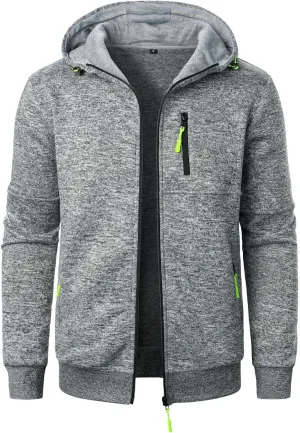 Hoodies For Men Fleece Warm Zipper Casual Sportwear Jackets Loose Open Front Long Sleeve Thin Winter Coat With Pocket