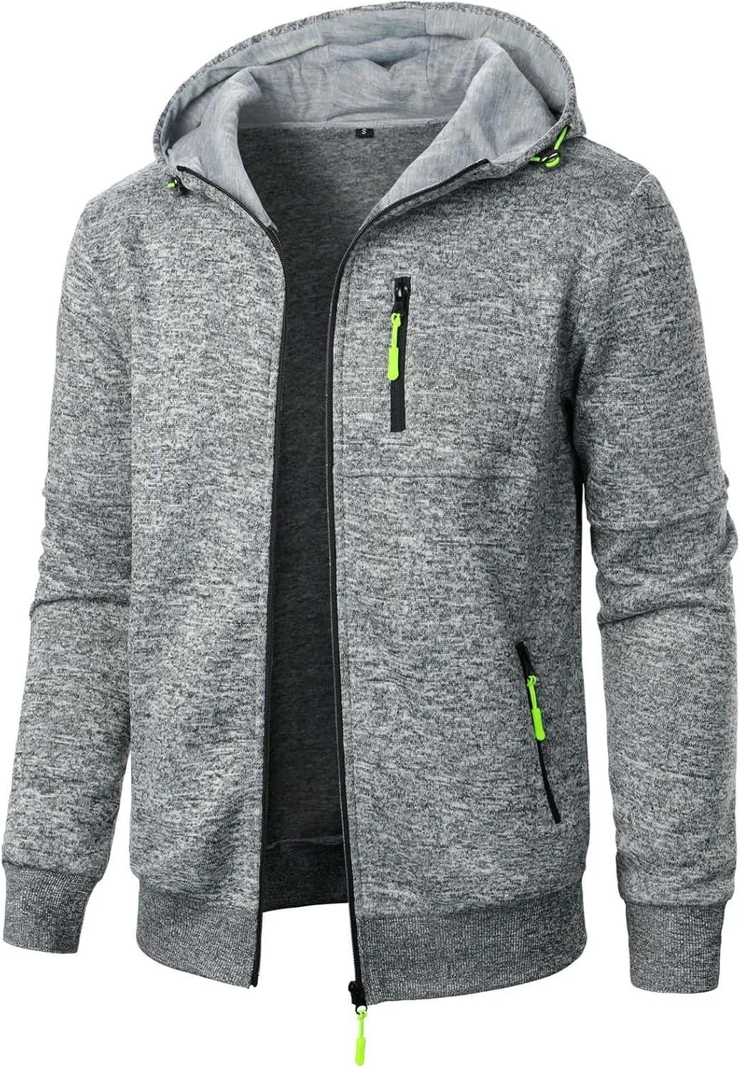 Hoodies For Men Fleece Warm Zipper Casual Sportwear Jackets Loose Open Front Long Sleeve Thin Winter Coat With Pocket