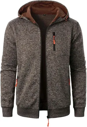 Hoodies For Men Fleece Warm Zipper Casual Sportwear Jackets Loose Open Front Long Sleeve Thin Winter Coat With Pocket