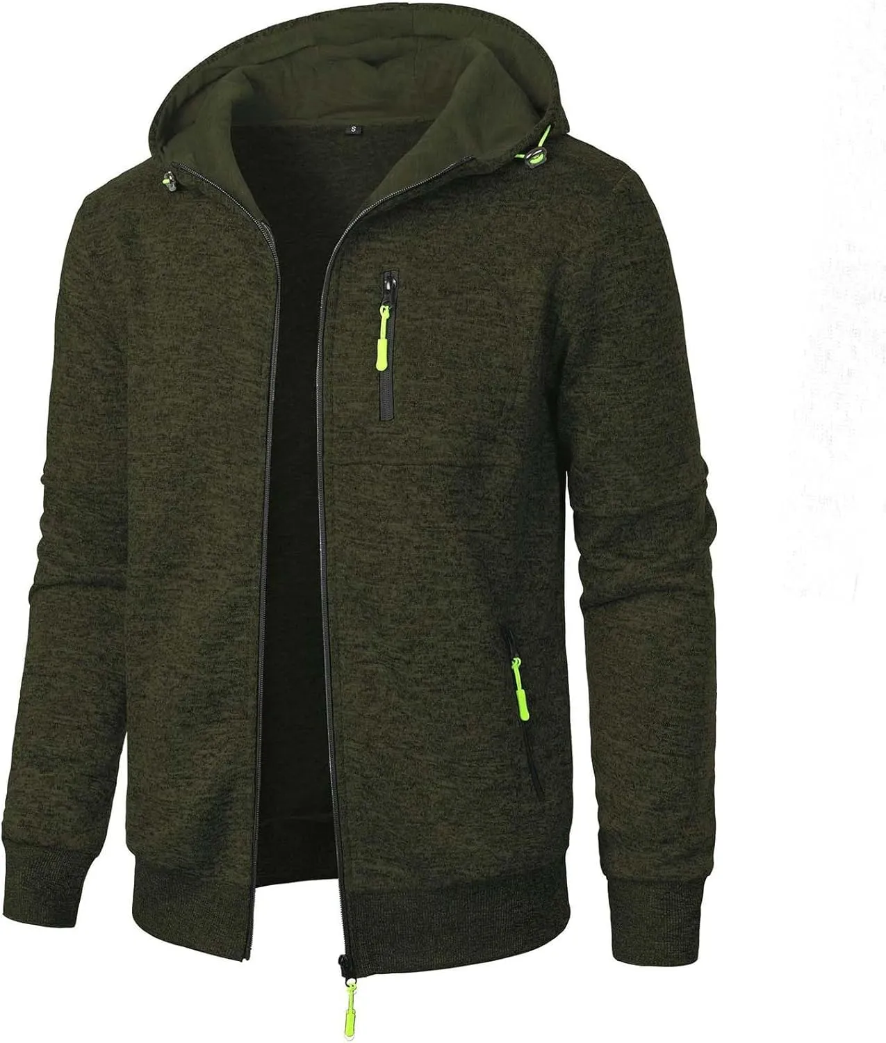 Hoodies For Men Fleece Warm Zipper Casual Sportwear Jackets Loose Open Front Long Sleeve Thin Winter Coat With Pocket
