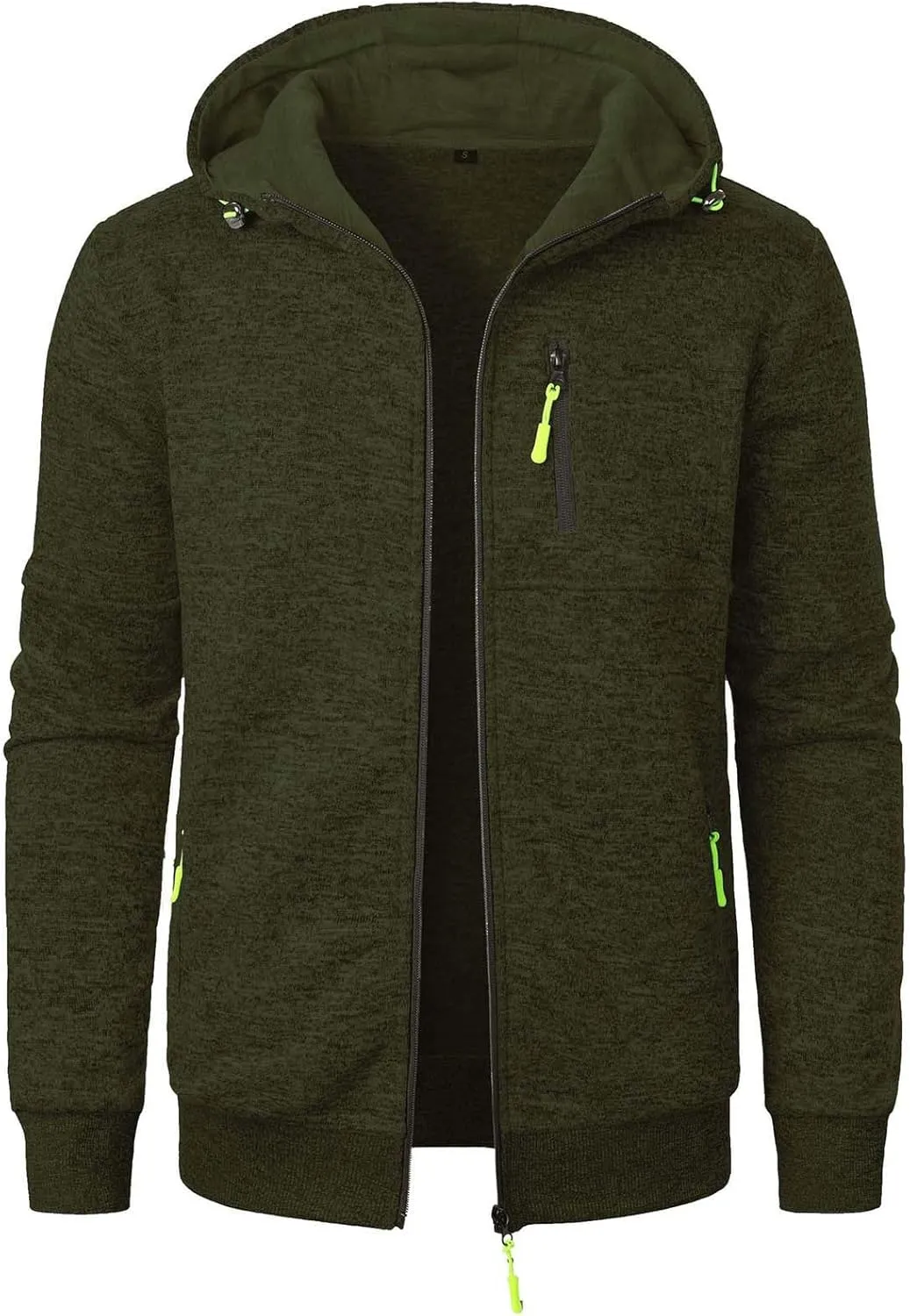 Hoodies For Men Fleece Warm Zipper Casual Sportwear Jackets Loose Open Front Long Sleeve Thin Winter Coat With Pocket