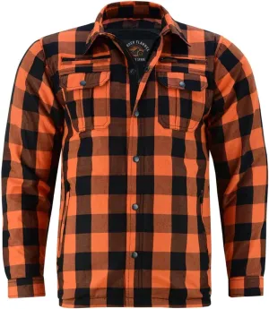 Hugger Men's Motorcycle Shirt Plaid Biker Flannel Jacket Removable Sporty Armored, Zipper and Snap Closure & Water Resistant