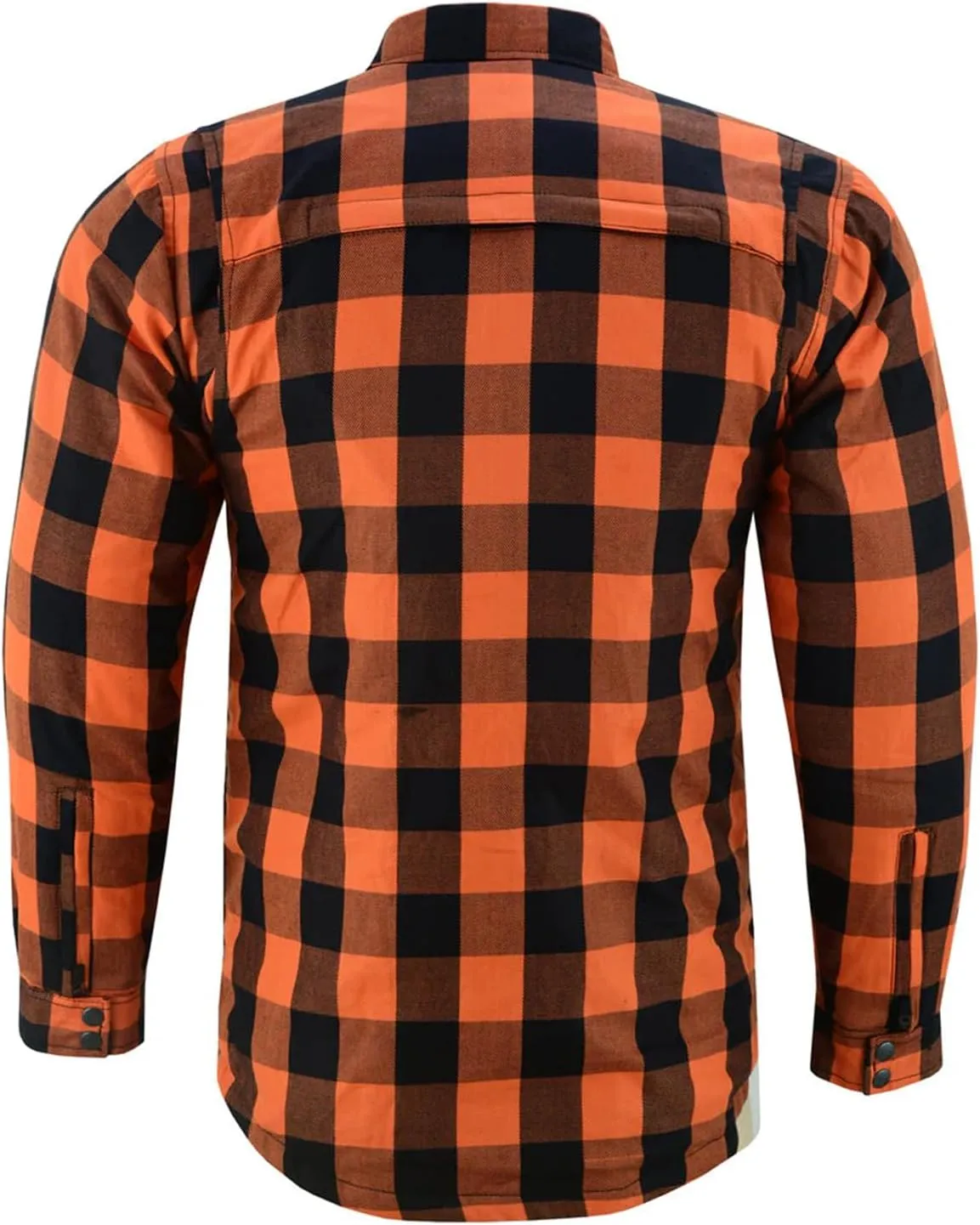 Hugger Men's Motorcycle Shirt Plaid Biker Flannel Jacket Removable Sporty Armored, Zipper and Snap Closure & Water Resistant