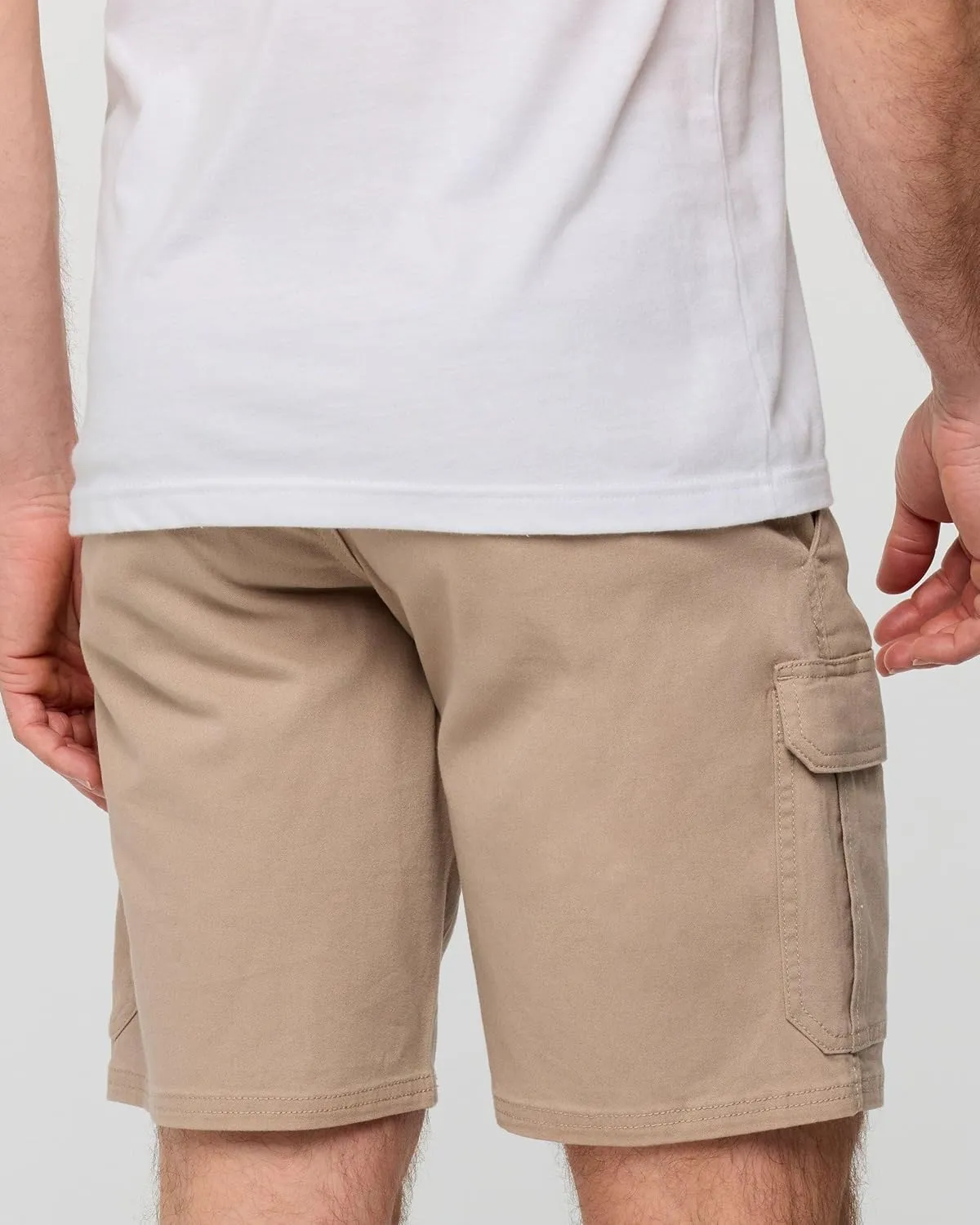 INTO THE AM Cargo Shorts for Men - 10" Inseam Stretch Flex 7 Pocket Work Shorts with Hidden Utility Pocket