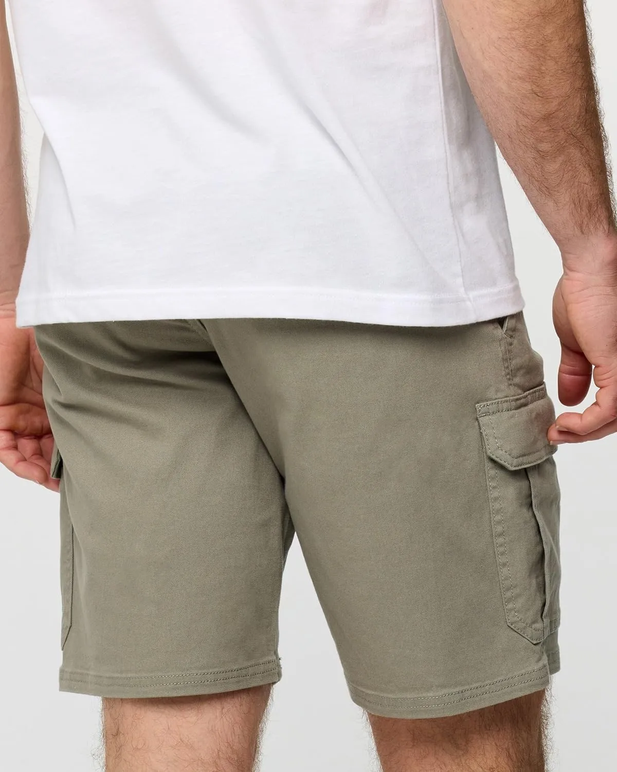 INTO THE AM Cargo Shorts for Men - 10" Inseam Stretch Flex 7 Pocket Work Shorts with Hidden Utility Pocket