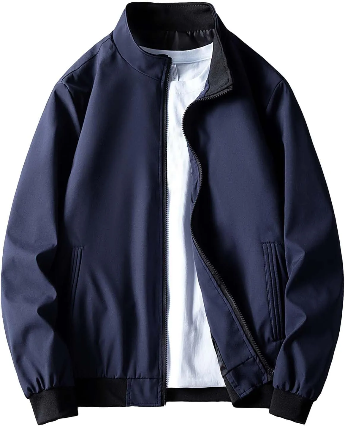 Jacket Men Spring and Autumn Casual Men's Handsome Pilot Zip Fx Standing Jacket Outdoor Fashion Coat for Men Mens