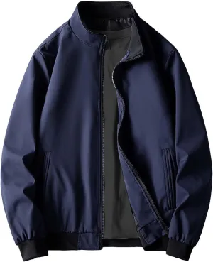 Jacket Men Spring and Autumn Casual Men's Handsome Pilot Zip Fx Standing Jacket Outdoor Fashion Coat for Men Mens