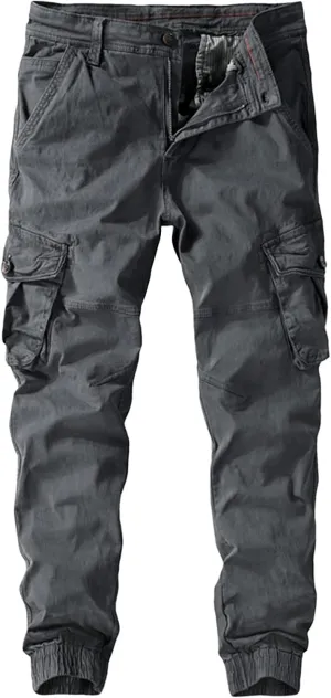 JEsilunmaMY Men's Cotton Cargo Pants Multi-Pocket Military Army Athletic Jogger Pants Slim Slacks Outdoor Lounge Sweatpants