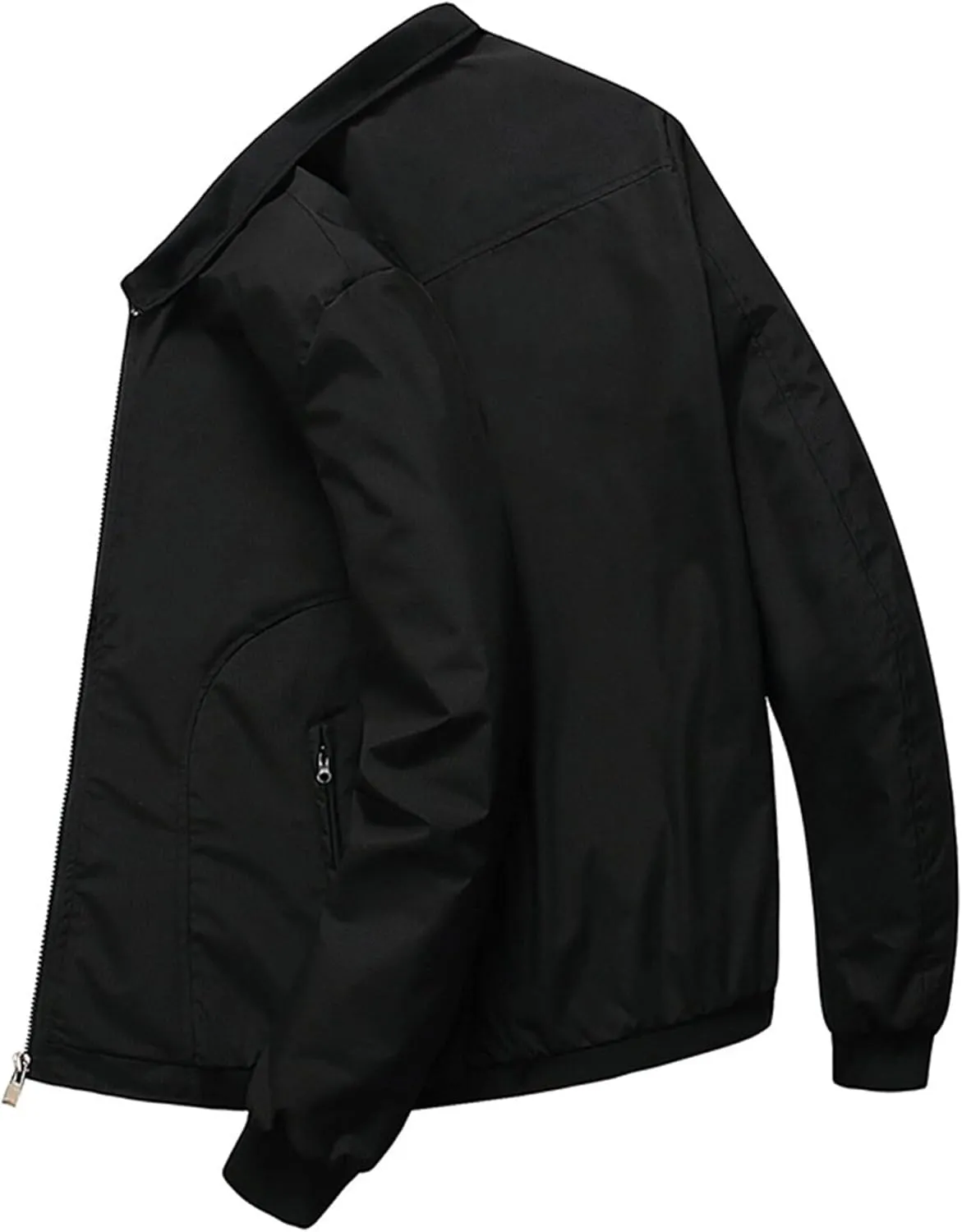 JEsilunmaMY Men's Lightweight Stand Collar Bomber Jacket Full Zip Flannel Baseball Jacket Windproof Sportwear Windbreaker