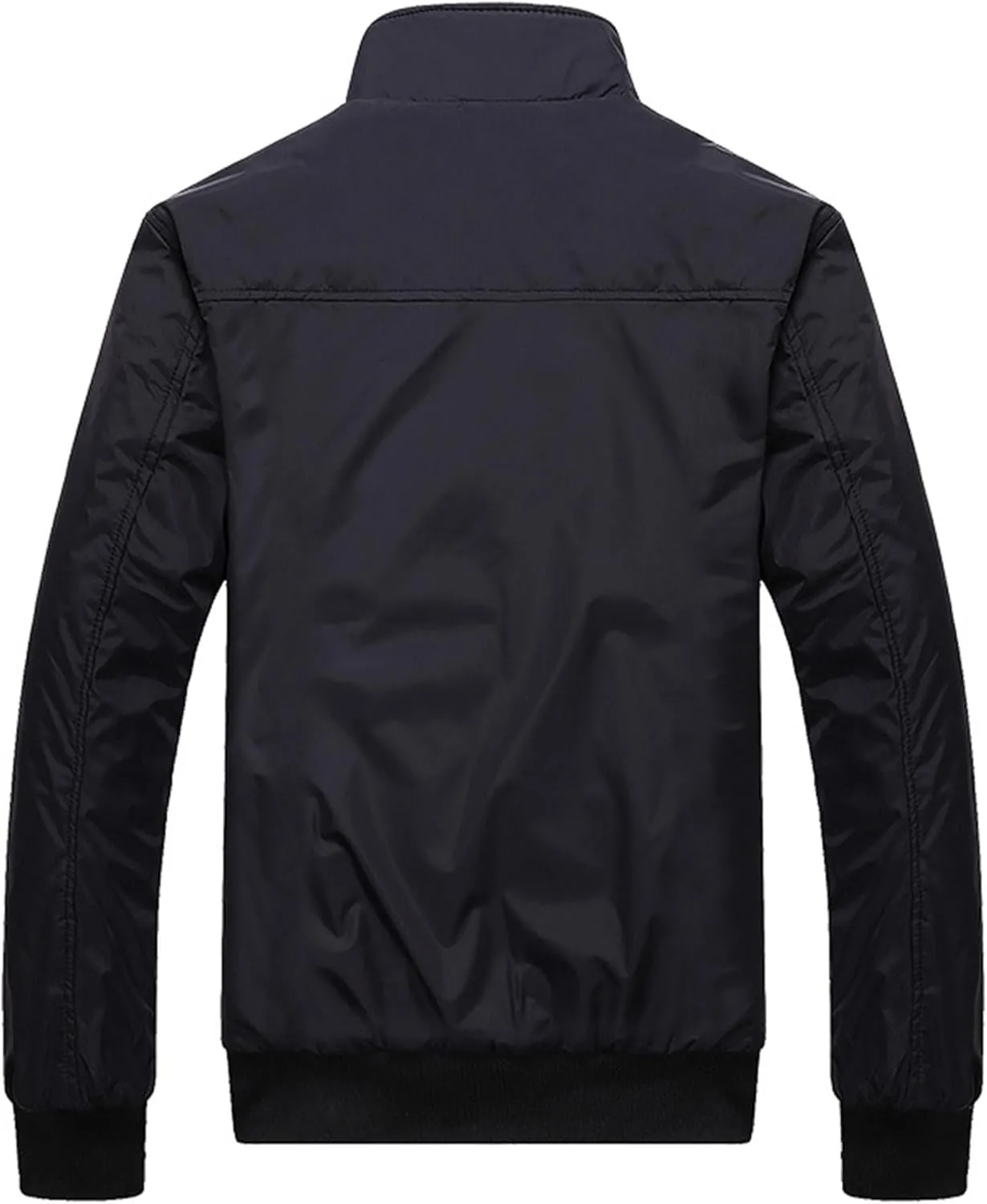 JEsilunmaMY Men's Lightweight Stand Collar Bomber Jacket Full Zip Flannel Baseball Jacket Windproof Sportwear Windbreaker