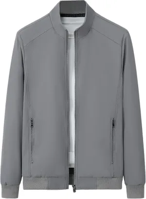 JEsilunmaMY Men's Stand Collar Bomber Padded Coats Zip Up Casual Business Sportwear Stylish Lightweight Warm Windbreakers