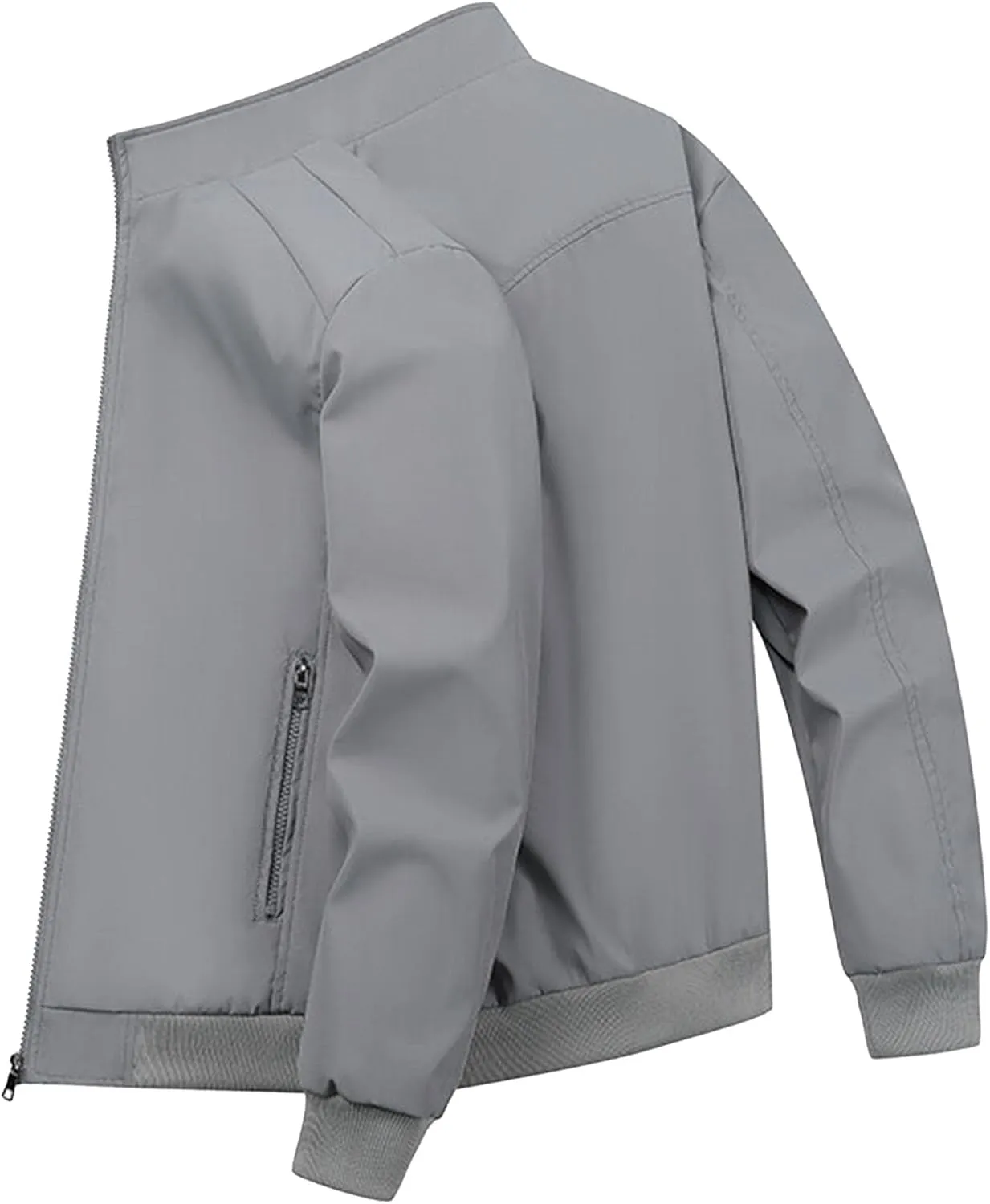JEsilunmaMY Men's Stand Collar Bomber Padded Coats Zip Up Casual Business Sportwear Stylish Lightweight Warm Windbreakers