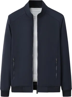 JEsilunmaMY Men's Stand Collar Bomber Padded Coats Zip Up Casual Business Sportwear Stylish Lightweight Warm Windbreakers