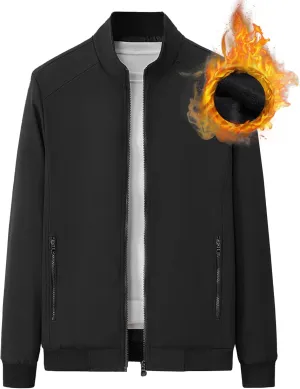 JEsilunmaMY Men's Stand Collar Bomber Padded Coats Zip Up Casual Business Sportwear Stylish Lightweight Warm Windbreakers
