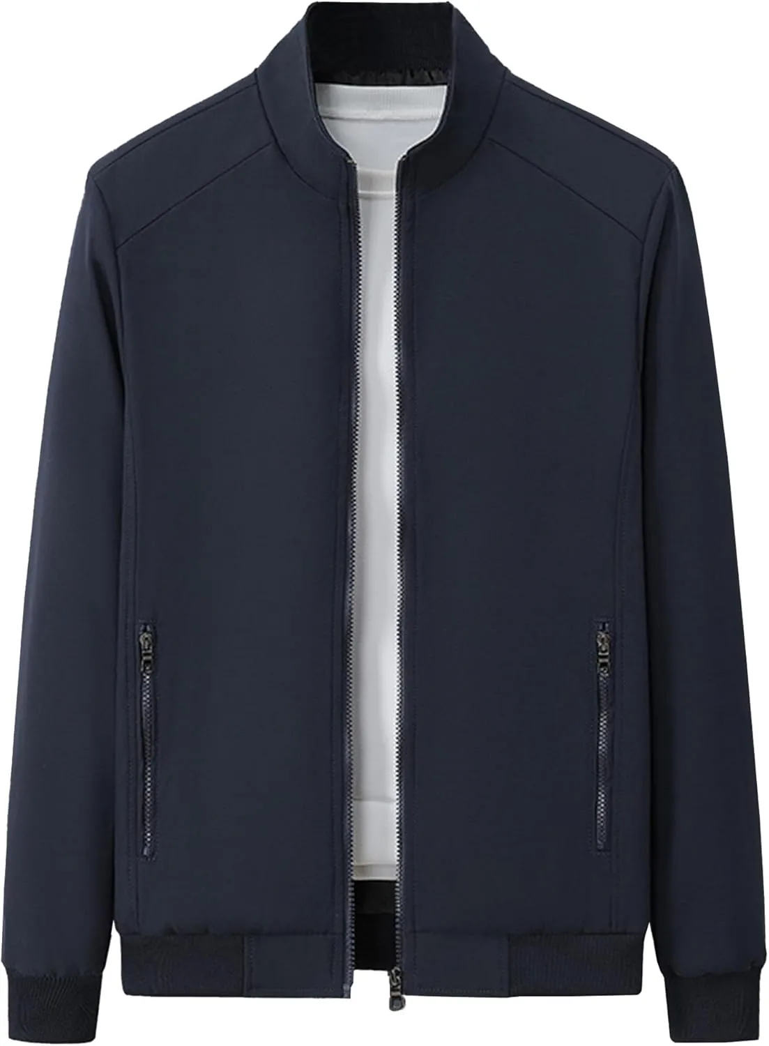 JEsilunmaMY Men's Stand Collar Bomber Padded Coats Zip Up Casual Business Sportwear Stylish Lightweight Warm Windbreakers