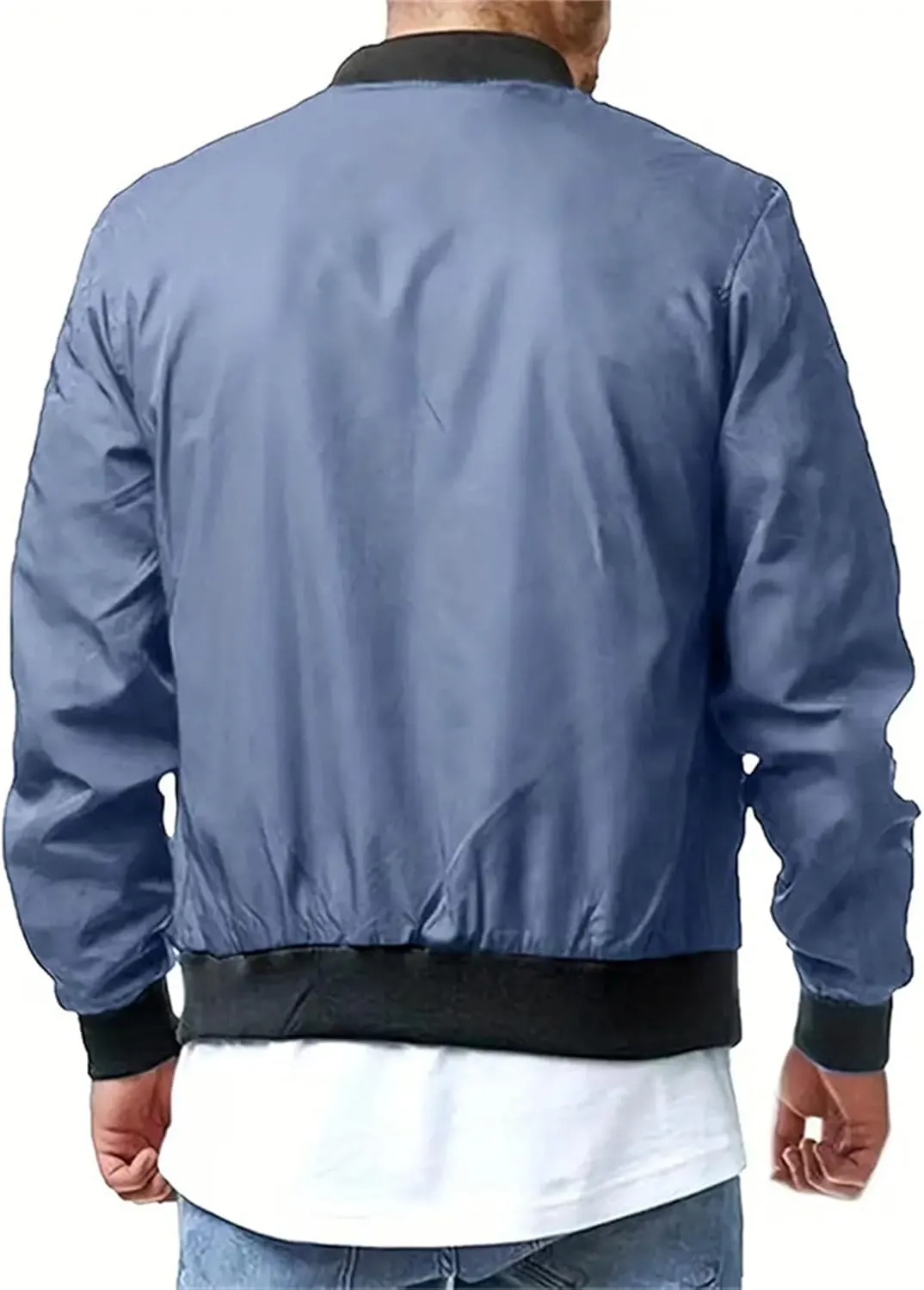 JEsilunmaMY Men's Zip Up Casual Bomber Jackets Stand Collar Lightweight Sportwear Winter Warm Padded Coats Windbreaker
