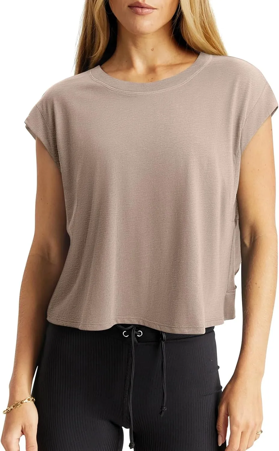 LASLULU Womens Open Back Workout Tops Backless Athletic Shirt Sleeveless Oversized Wrap Crop Tank Tops Running Gym Yoga Tee