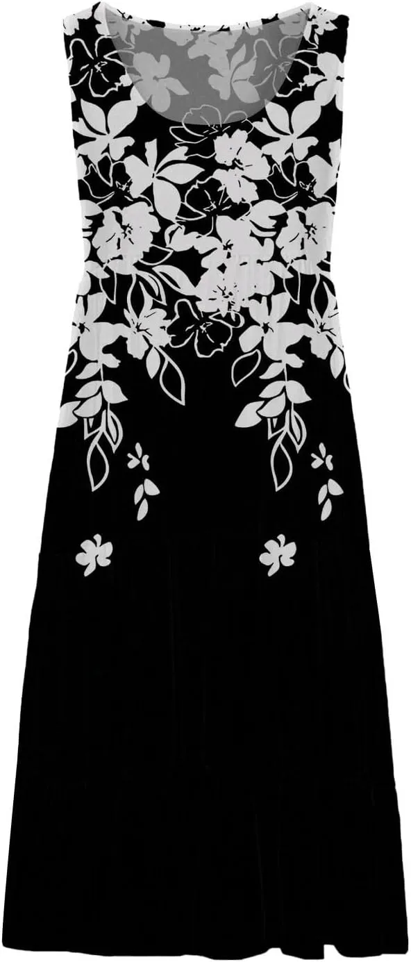 Linen Dress Summer Dresses for Women Plus Size Beach Dress Casual Sundresses Sexy Sleeveless Dress Flowy Midi