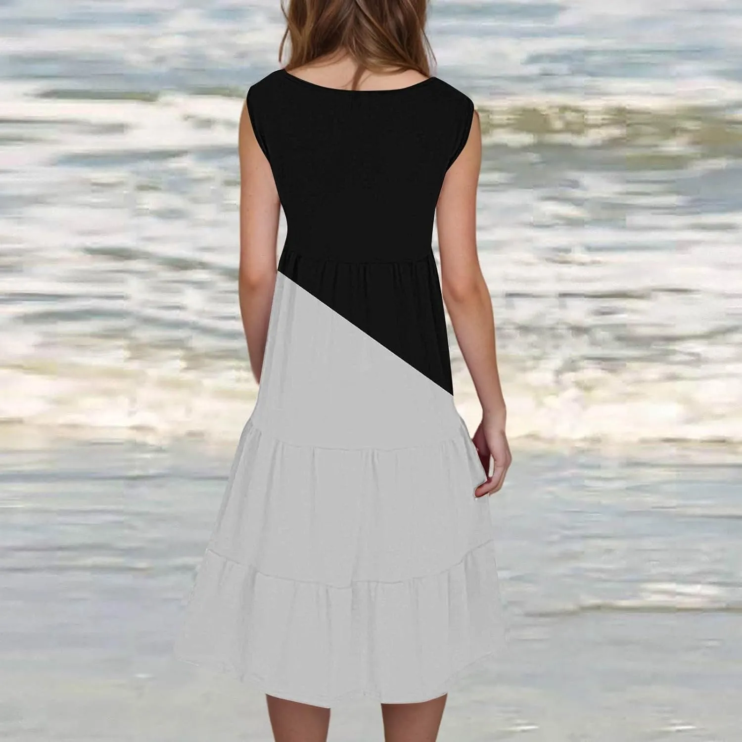 Linen Dress Summer Dresses for Women Plus Size Beach Dress Casual Sundresses Sexy Sleeveless Dress Flowy Midi