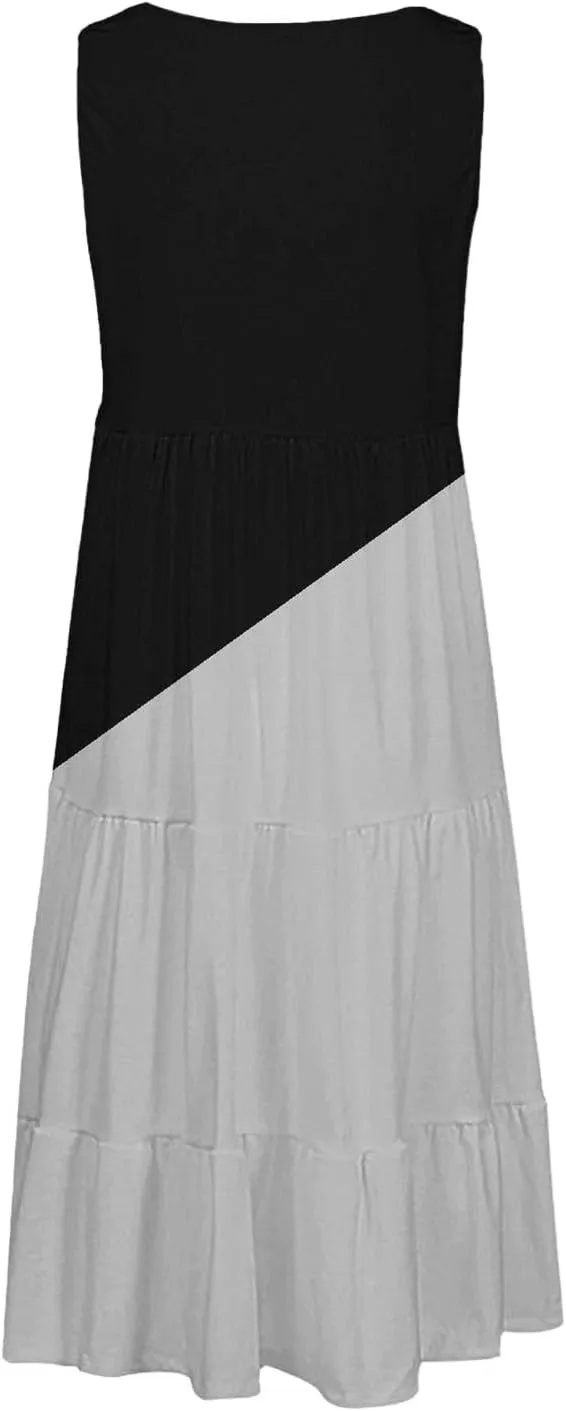 Linen Dress Summer Dresses for Women Plus Size Beach Dress Casual Sundresses Sexy Sleeveless Dress Flowy Midi
