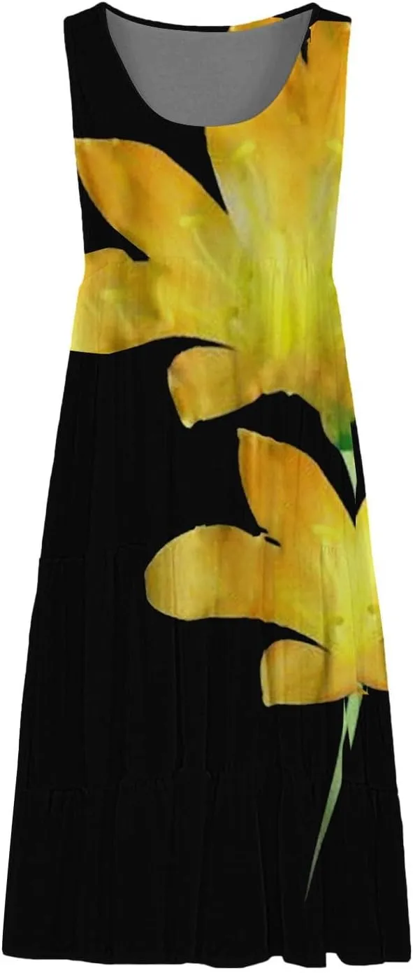 Linen Dress Summer Dresses for Women Plus Size Beach Dress Casual Sundresses Sexy Sleeveless Dress Flowy Midi