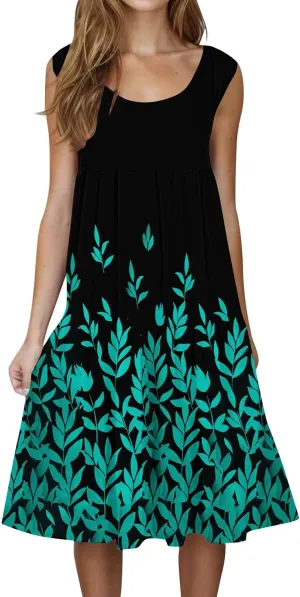 Linen Dress Summer Dresses for Women Plus Size Beach Dress Casual Sundresses Sexy Sleeveless Dress Flowy Midi