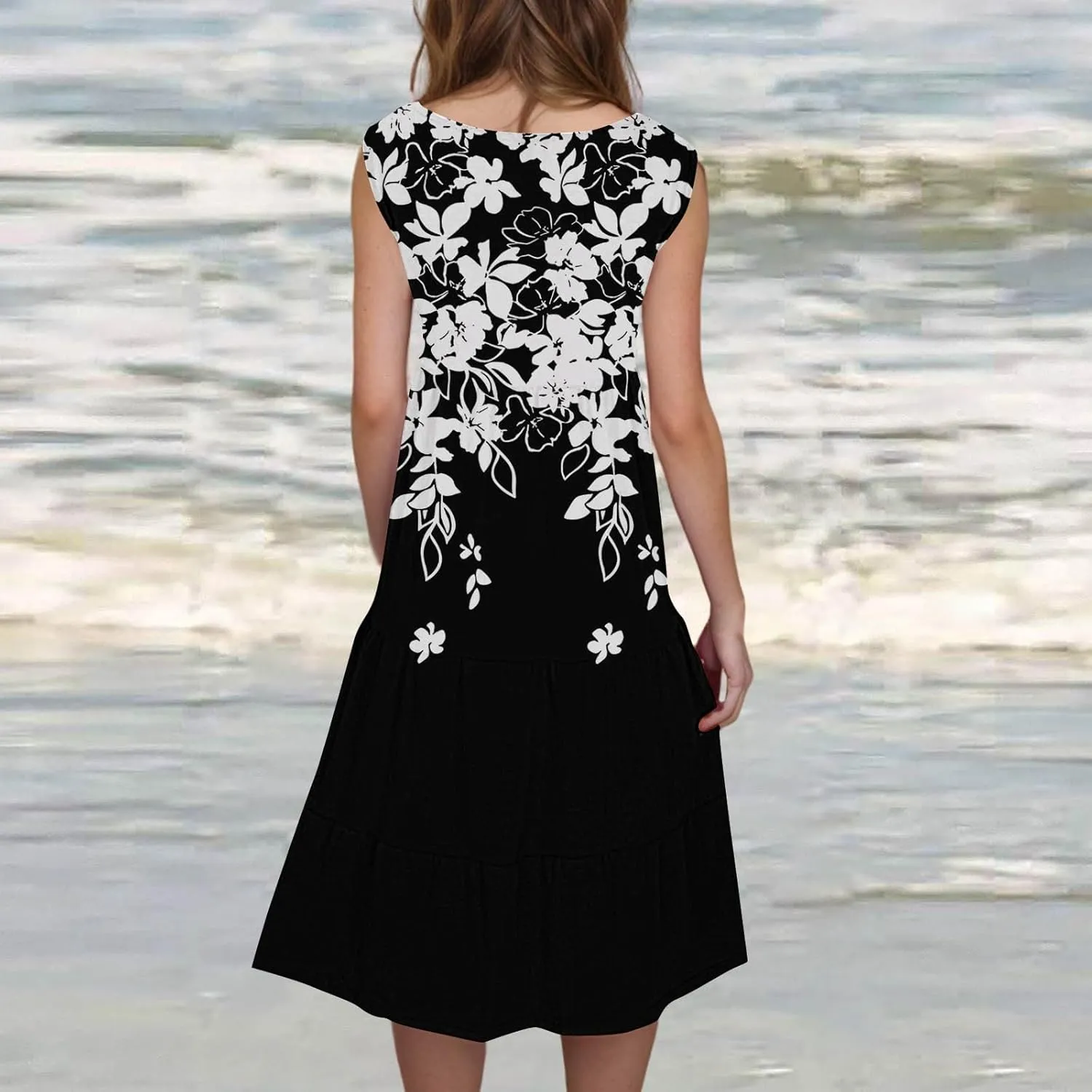 Linen Dress Summer Dresses for Women Plus Size Beach Dress Casual Sundresses Sexy Sleeveless Dress Flowy Midi