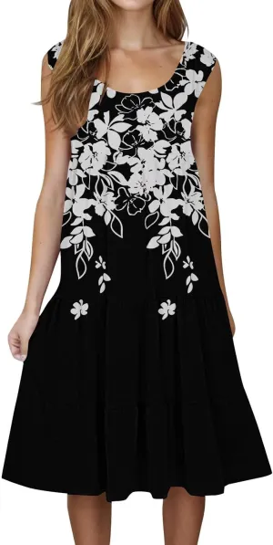 Linen Dress Summer Dresses for Women Plus Size Beach Dress Casual Sundresses Sexy Sleeveless Dress Flowy Midi