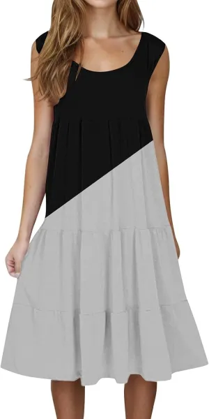 Linen Dress Summer Dresses for Women Plus Size Beach Dress Casual Sundresses Sexy Sleeveless Dress Flowy Midi