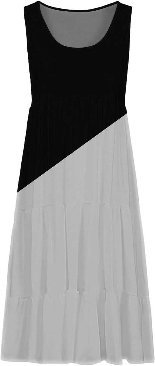 Linen Dress Summer Dresses for Women Plus Size Beach Dress Casual Sundresses Sexy Sleeveless Dress Flowy Midi