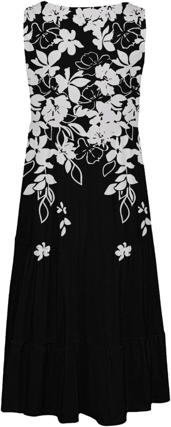 Linen Dress Summer Dresses for Women Plus Size Beach Dress Casual Sundresses Sexy Sleeveless Dress Flowy Midi