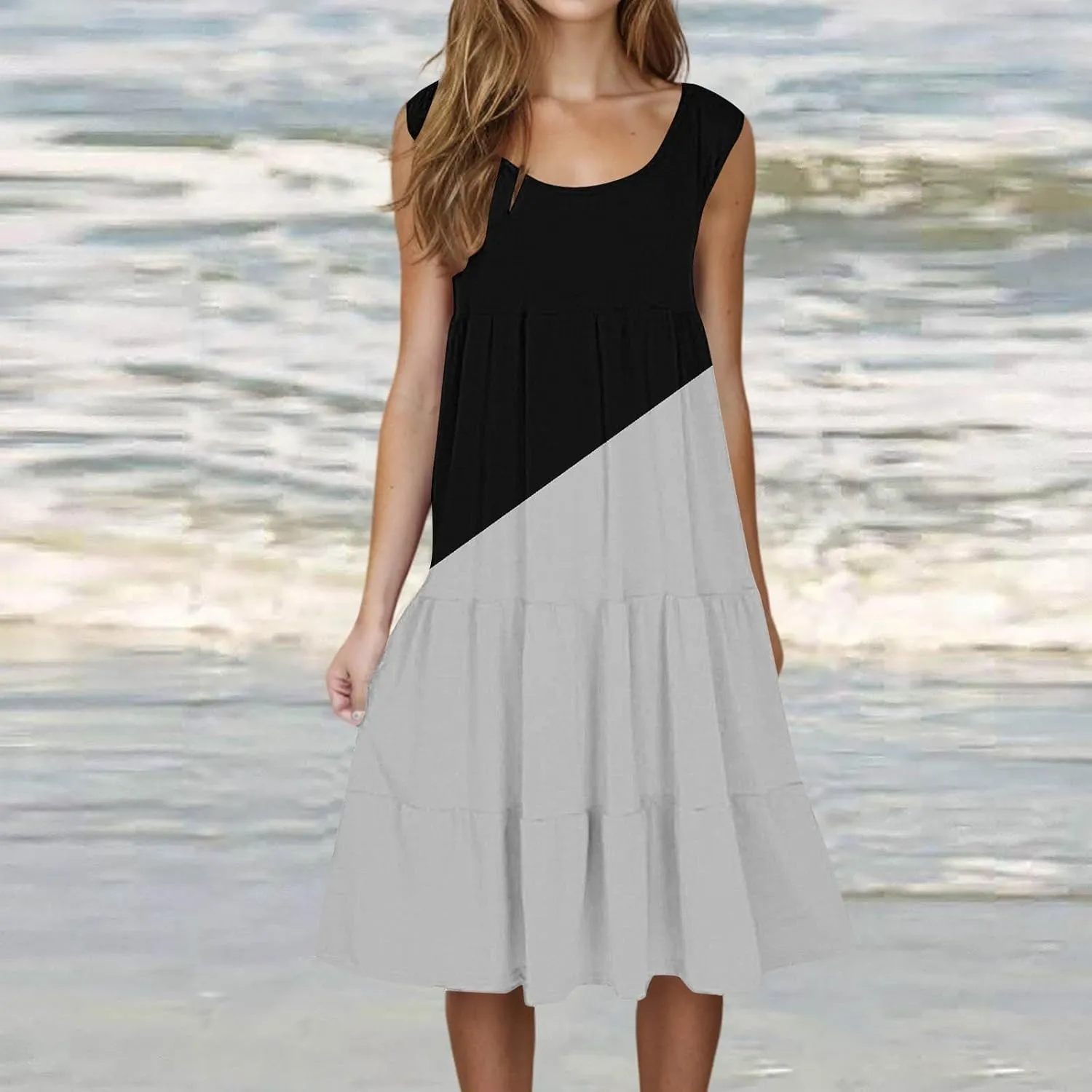 Linen Dress Summer Dresses for Women Plus Size Beach Dress Casual Sundresses Sexy Sleeveless Dress Flowy Midi