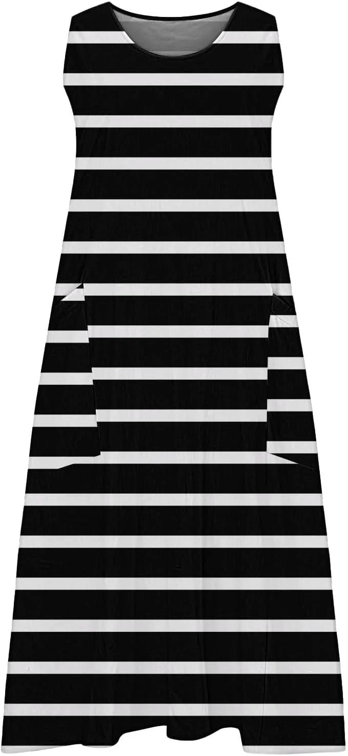 Linen Dress Women Summer Dresses for Women Plus Size Beach Dress Casual Sundresses Sexy Sleeveless Dress Flowy Midi