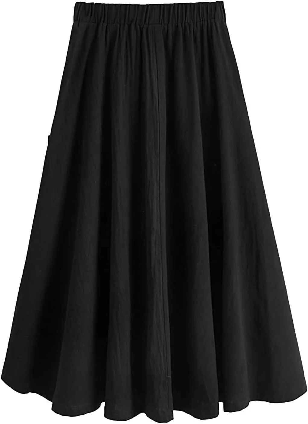 Long Skirts for Women Below Knee Length Casual Elastic Tie Waist Flowy A Line High Low Midi Skirt Dress with Pockets