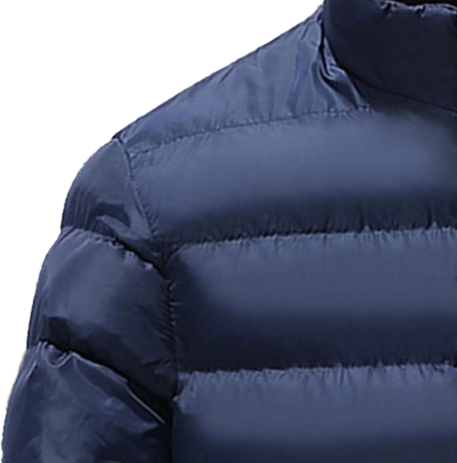 Maiyifu-GJ Men Winter Down Coat Jacket Lightweight Warm Thicken Padded Outerwear Stand Collar Ski Hiking Travel Warm Overcoat