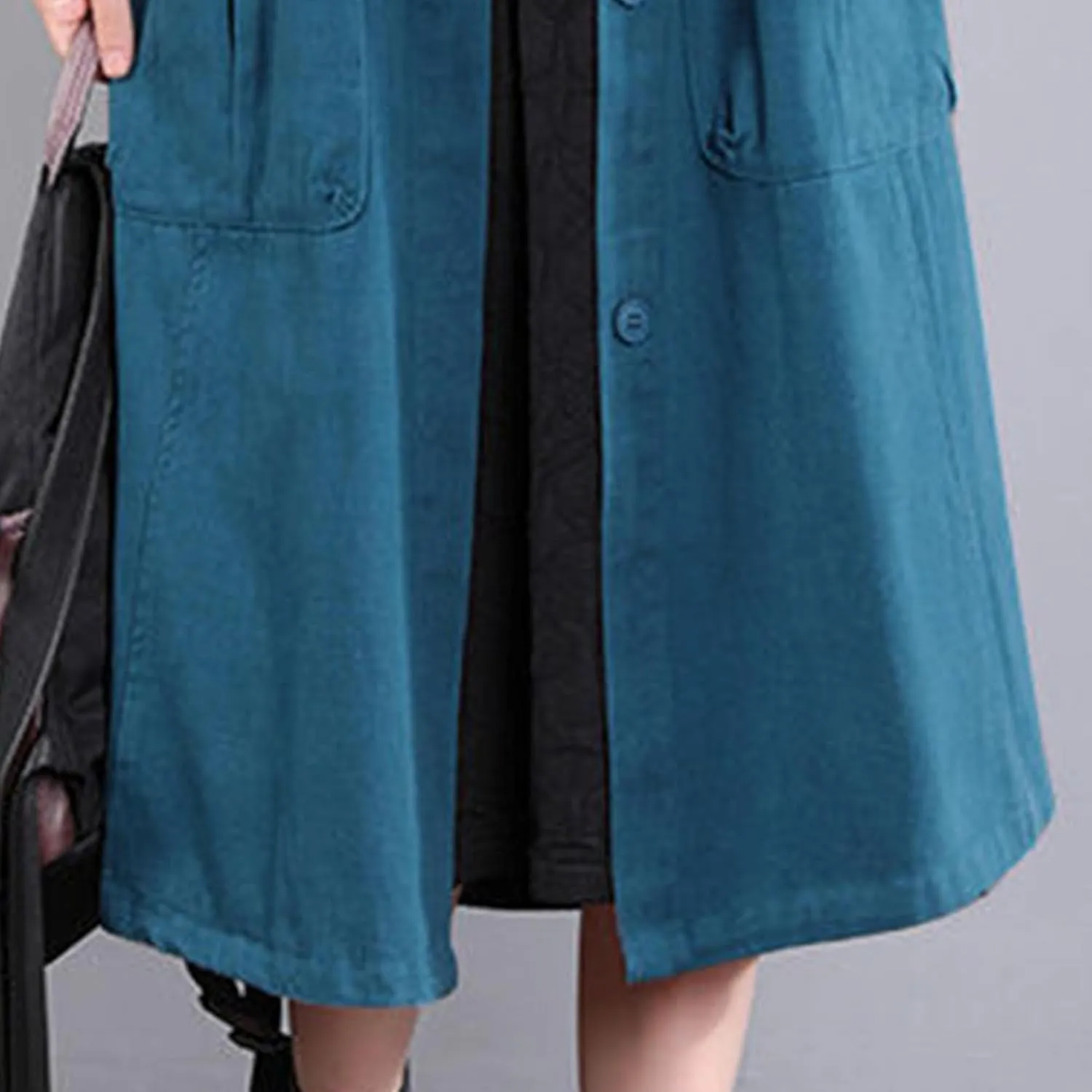 Maiyifu-GJ Women's Long Trench Coat Lightweight Hooded Button Windbreaker Overcoat Casual Long Sleeve Military Jacket