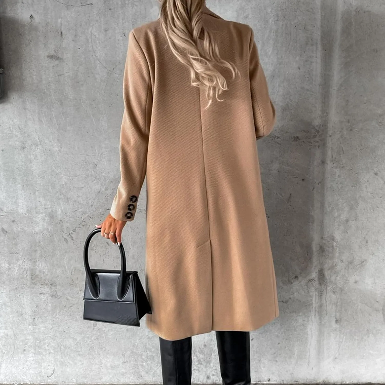 Maiyifu-GJ Womens Winter Double Breasted Coat Long Jacket Notch Lapel Wool Blend Trench Coat Elegant Overcoat Outerwear