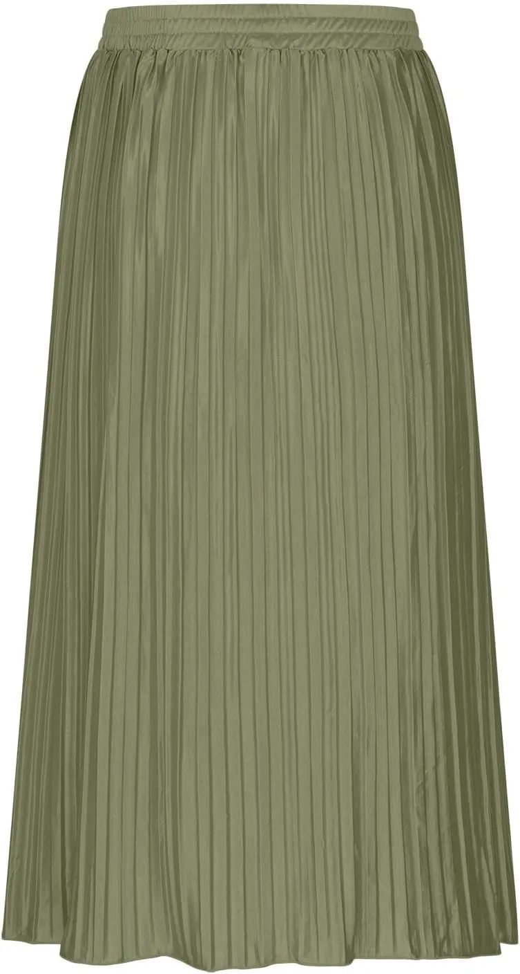 Maxi Summer Skirts for Women Solid Color High Elastic Waist Pleated Flowy Skirt 2025 Dressy Vacation Beach Sundress