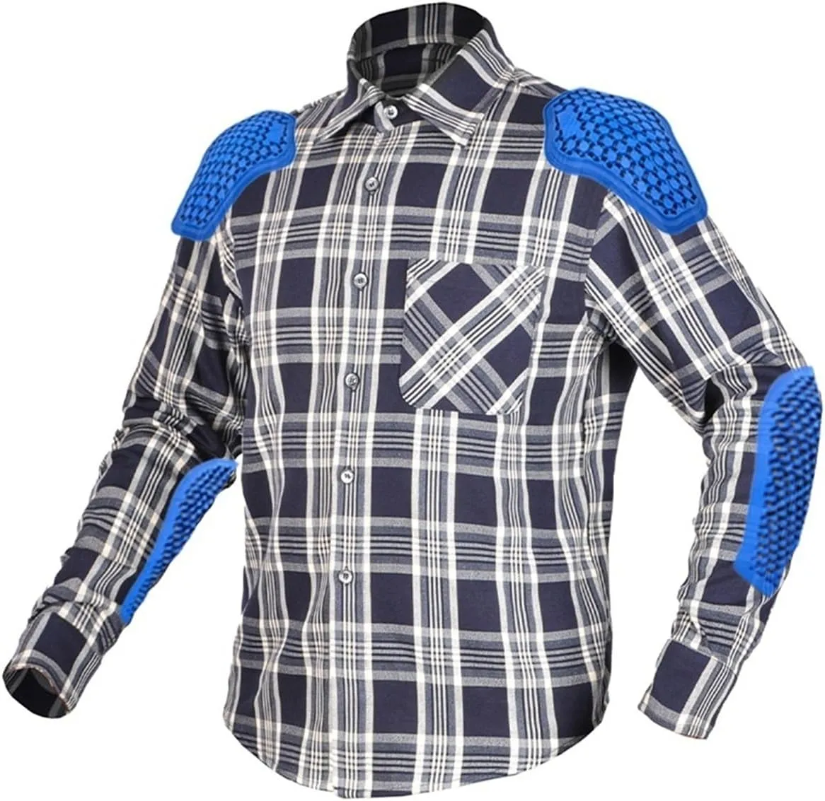 Men Motorcycle Plaid Shirt Motorcycle Riding Jacket With Back, Shoulder ，elbow Armor Aramid Lining Reinforcement