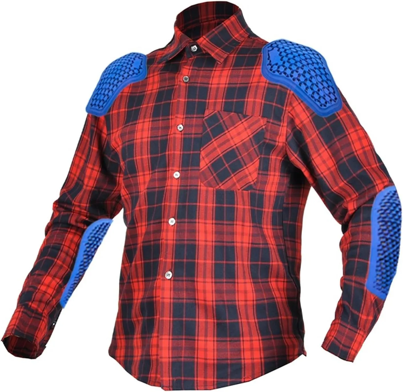 Men Motorcycle Plaid Shirt Motorcycle Riding Jacket With Back, Shoulder ，elbow Armor Aramid Lining Reinforcement