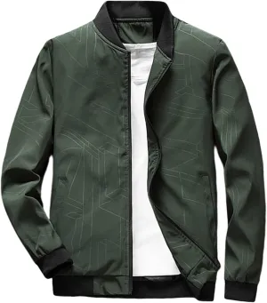 Men s Bomber Jacket Lightweight Casual Stylish Spring Fall Windbreaker Zip Up Outwear Coat with Zipper Pockets