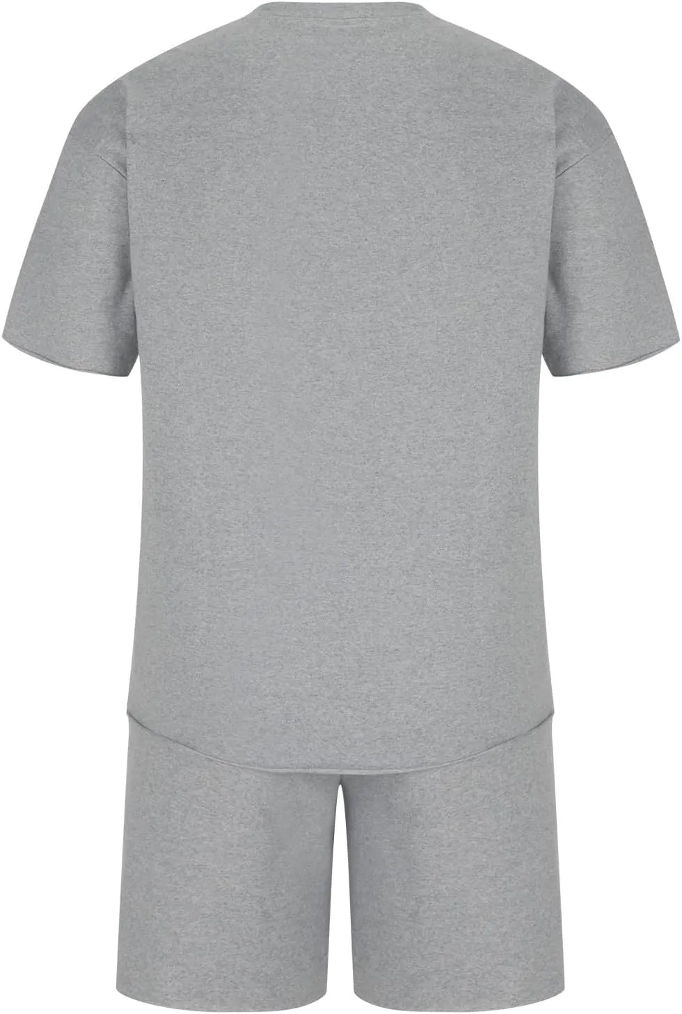 Men's 2 Piece Outfits Casual Tracksuit Cargo Shorts Summer Athletic Drop Shoulder Sleeve Sportwear Set Round-Neck Solid Suits