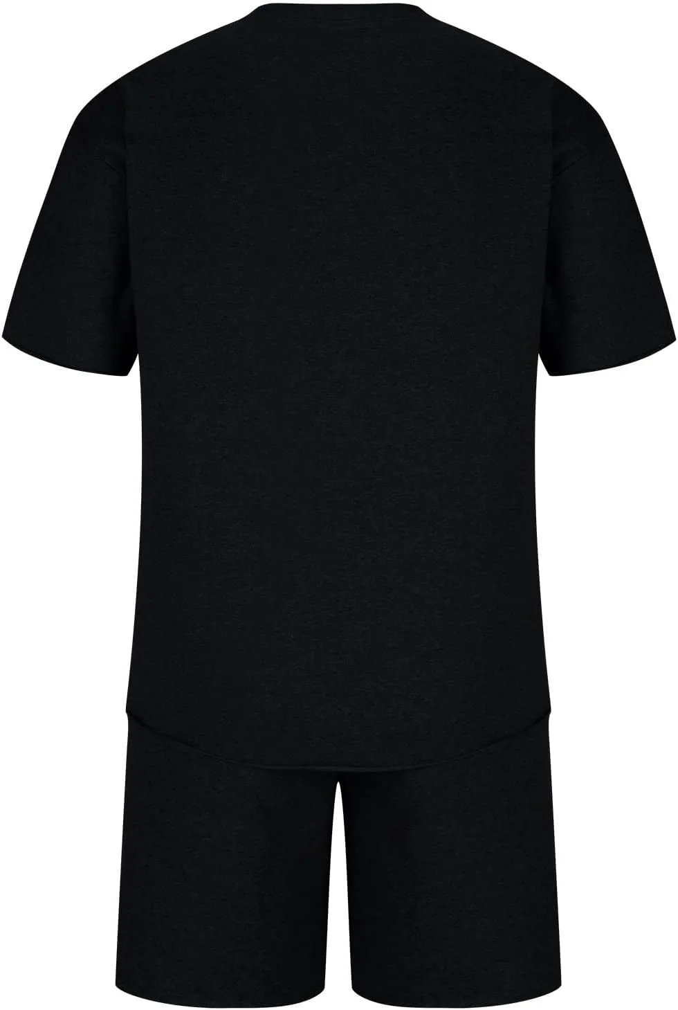Men's 2 Piece Outfits Casual Tracksuit Cargo Shorts Summer Athletic Drop Shoulder Sleeve Sportwear Set Round-Neck Solid Suits