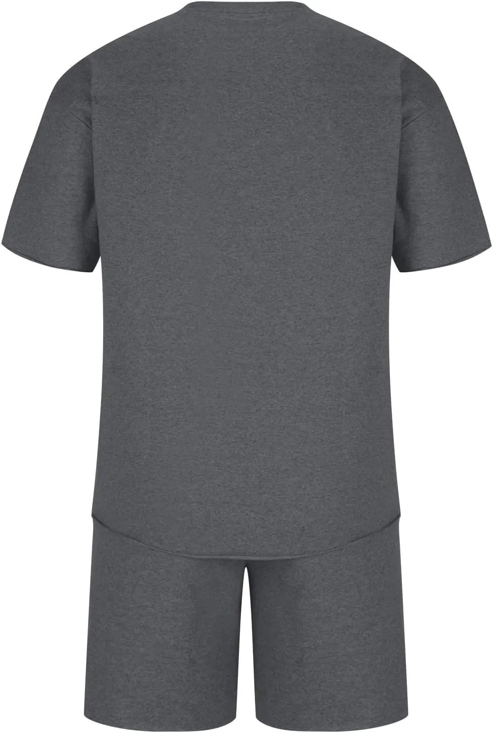 Men's 2 Piece Outfits Casual Tracksuit Cargo Shorts Summer Athletic Drop Shoulder Sleeve Sportwear Set Round-Neck Solid Suits