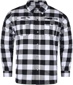 Men's Armored Checkered Flannel Biker Shirt, Multiple Waterproof Storage Pockets, CE Level 2 Armor Reinforced Water Resistant