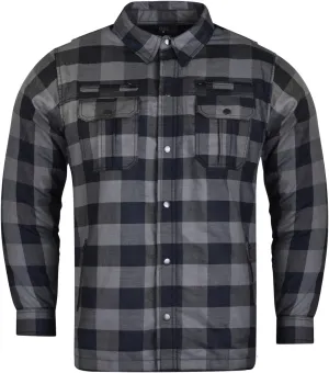 Men's Armored Checkered Flannel Biker Shirt, Multiple Waterproof Storage Pockets, CE Level 2 Armor Reinforced Water Resistant