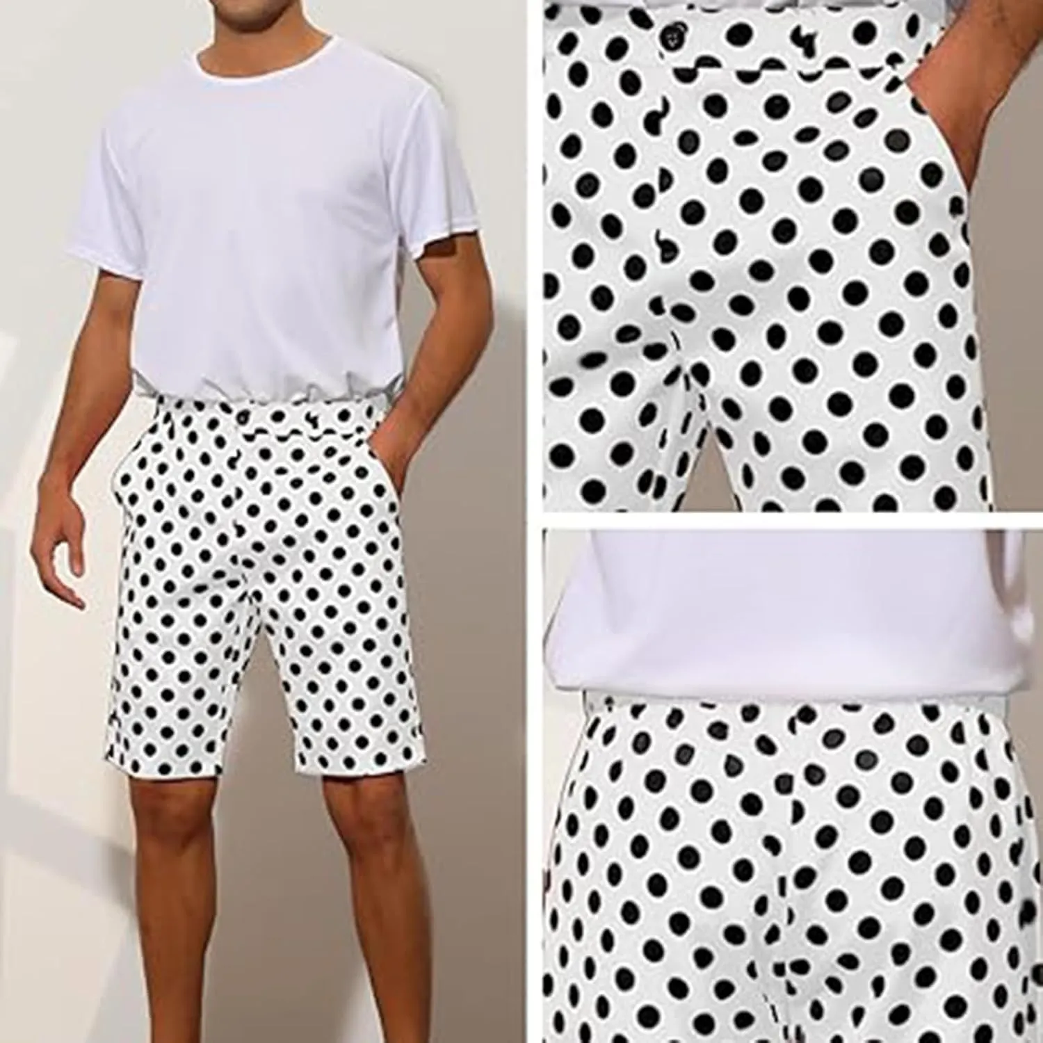 Men's Athletic Gym Shorts Quick Dry Dot Printed Casual Basketball Shorts with Pockets for Running Workout Activewear