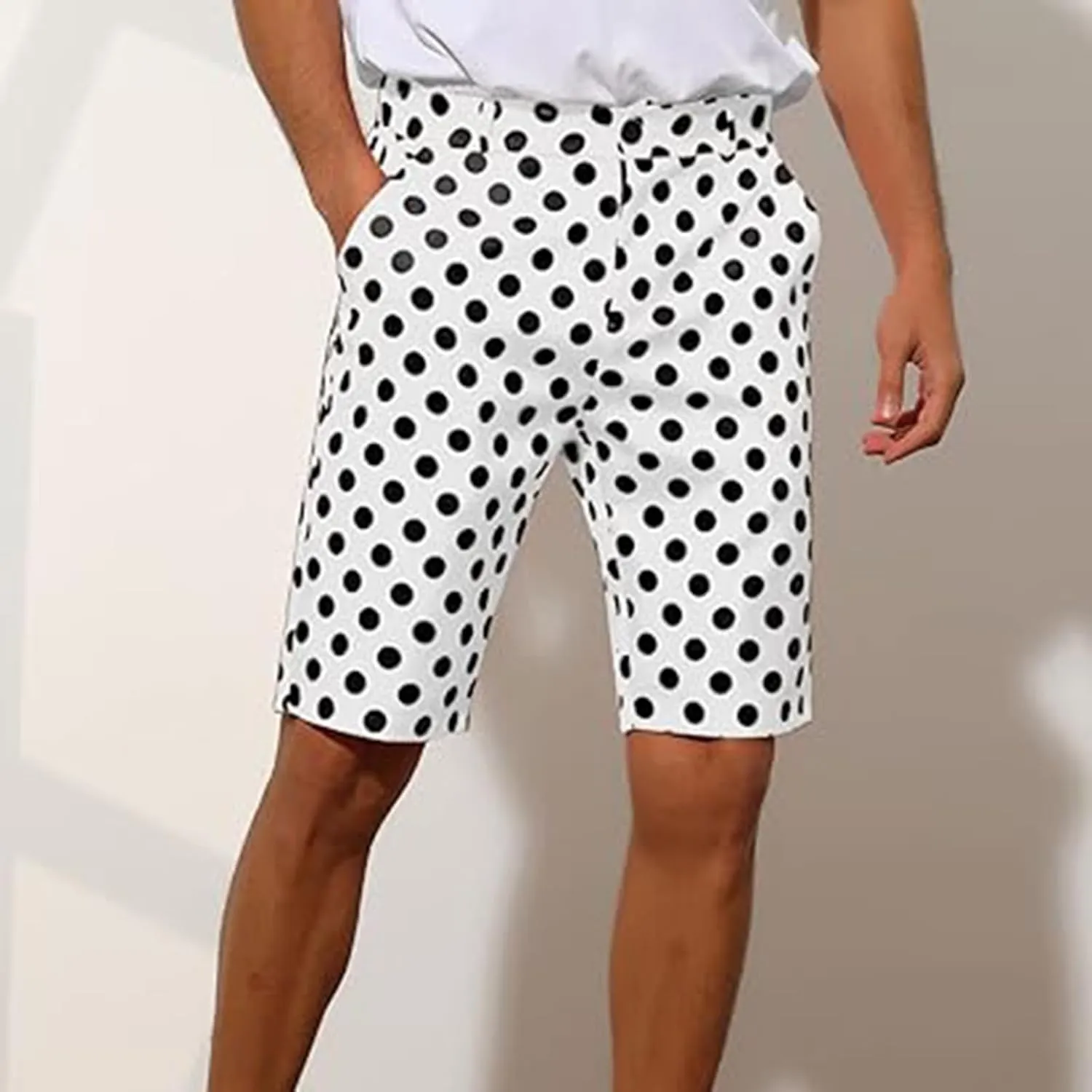 Men's Athletic Gym Shorts Quick Dry Dot Printed Casual Basketball Shorts with Pockets for Running Workout Activewear